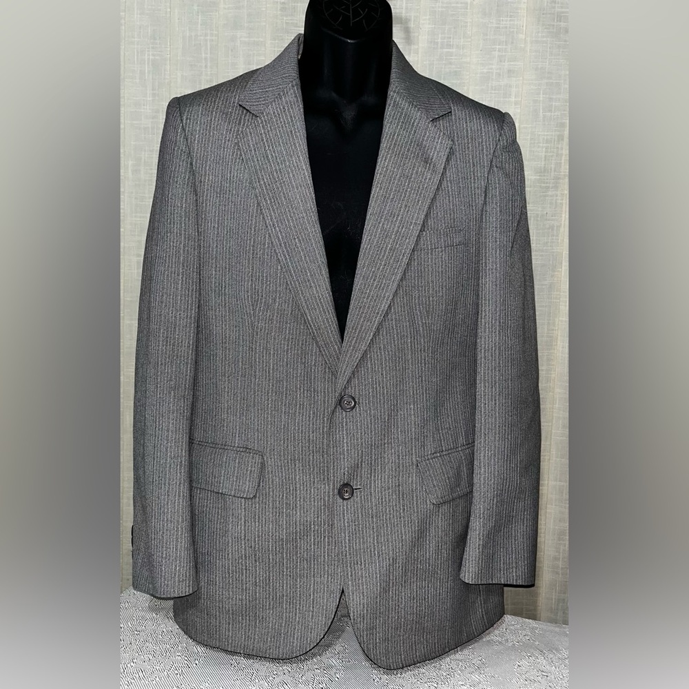 Men’s Vintage h.i.s. Tailored Clothing Gray Pinstripe Blazer Jacket Coat Sz 38